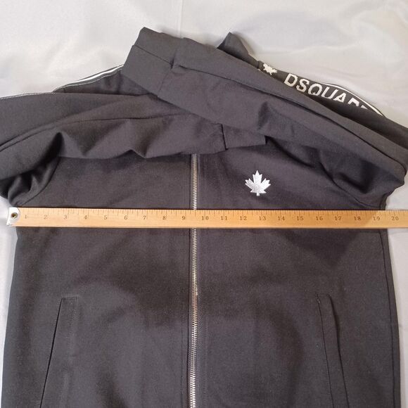 Dsquared2 Full Zip Track Jacket Mens Medium Black Logo Tape Maple Made Italy - Picture 13 of 16